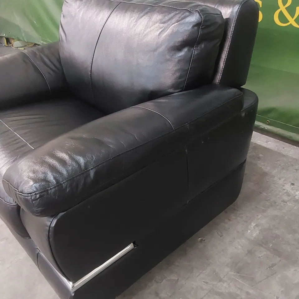 DESIGNER BLACK FAUX LEATHER UPHOLSTERED ARMCHAIR 