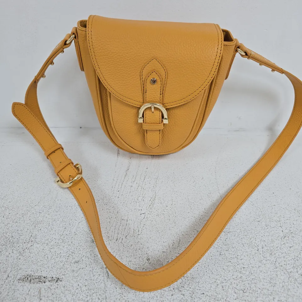 PAUL COSTELLOE LEATHER CROSSBODY BAG WITH FRONT POCKET IN YELLOW