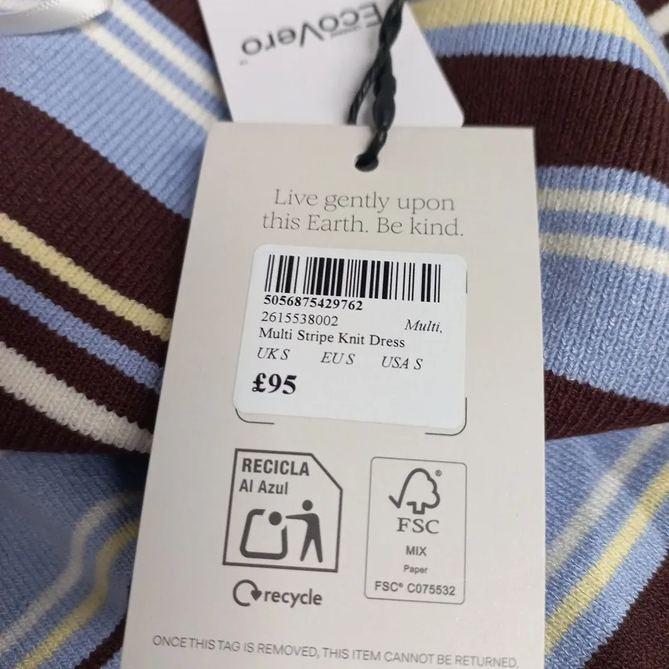 NOBODY'S CHILD MULTI-STRIPE KNIT DRESS – UK SIZE S