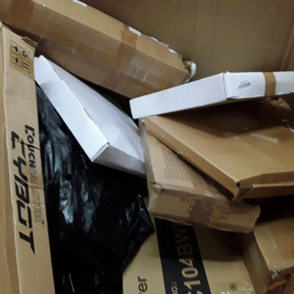 PALLET TO CONTAIN AN ASSORTMENT OF HOUSEHOLD ITEMS TO INCLUDE WALL CLOCKS, PHOTOGRAPHY BACKDROP, TV WALL MOUNT AND ROLLATOR ECT