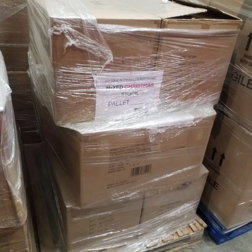 PALLET CONTAINING LARGE QUANTITY OF CHRISTMAS TREE CRACKERS