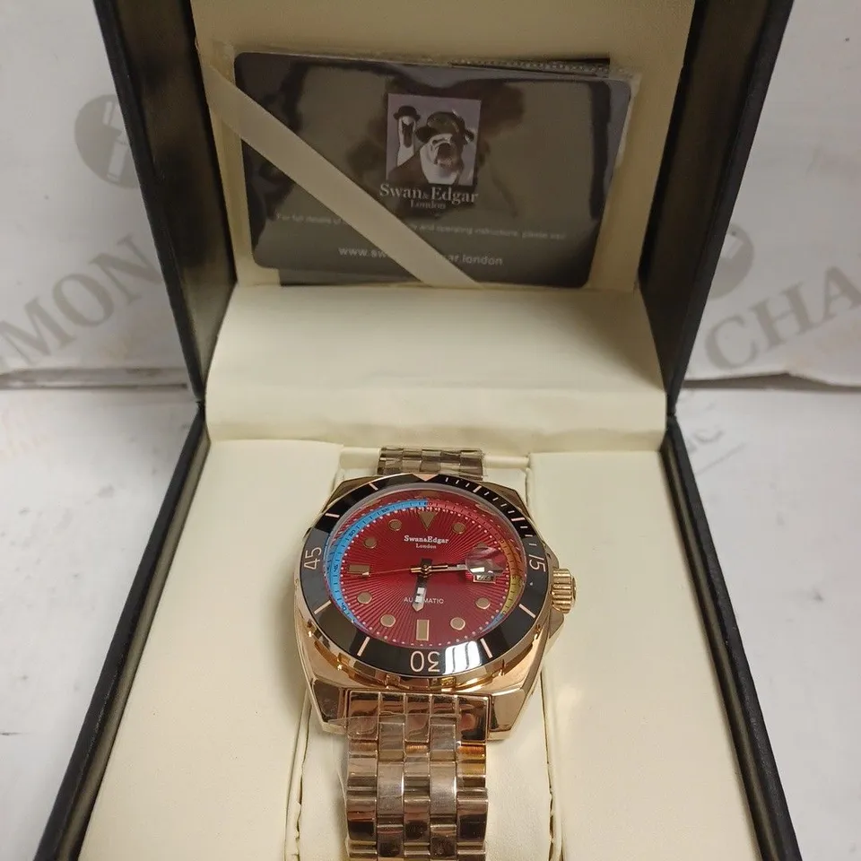 BOXED SWAN AND EDGAR ESSENTIAL WATCH - STAINLESS STEEL - AUTOMATIC - MAGNIFIED DATE - WATER RESISTANT 3 ATM. 