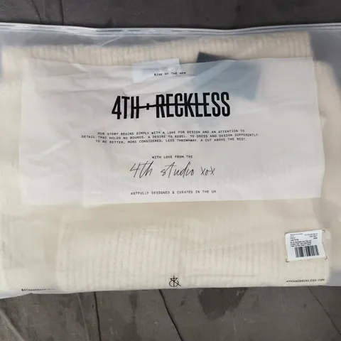 4TH RECKLESS WOOL FEEL SOFT KNITTED HIGH NECK SLEEVELESS MAXI JUMPER DRESS IN CREAM SIZE UK 6