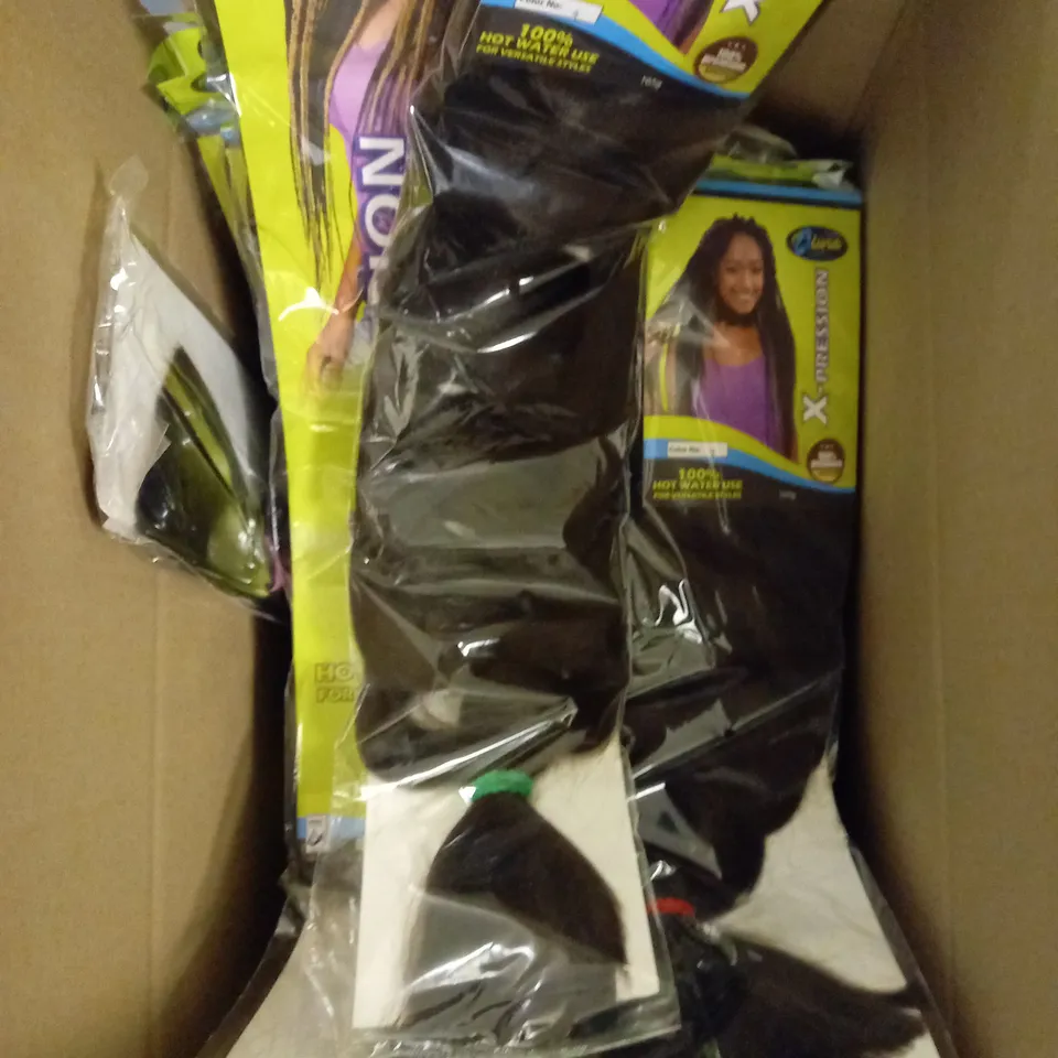 BOX OF APPROX. 20 SEALED OLIVIA HAIR PIECE IN ASSORTED COLOUR AND STYLE