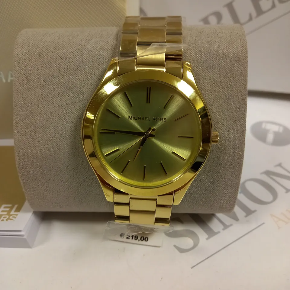 BOXED MICHAEL KORS ALL STAINLESS STEEL WATCH IN GOLD