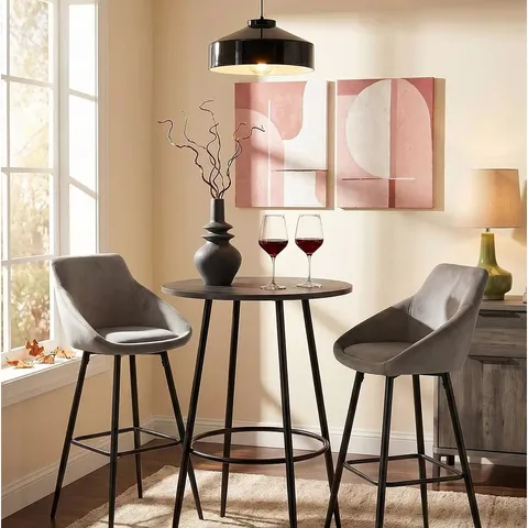 BOXED DAHLIA HIGH BAR TABLE AND 2 STOOL SET - GREY (2 BOXES)