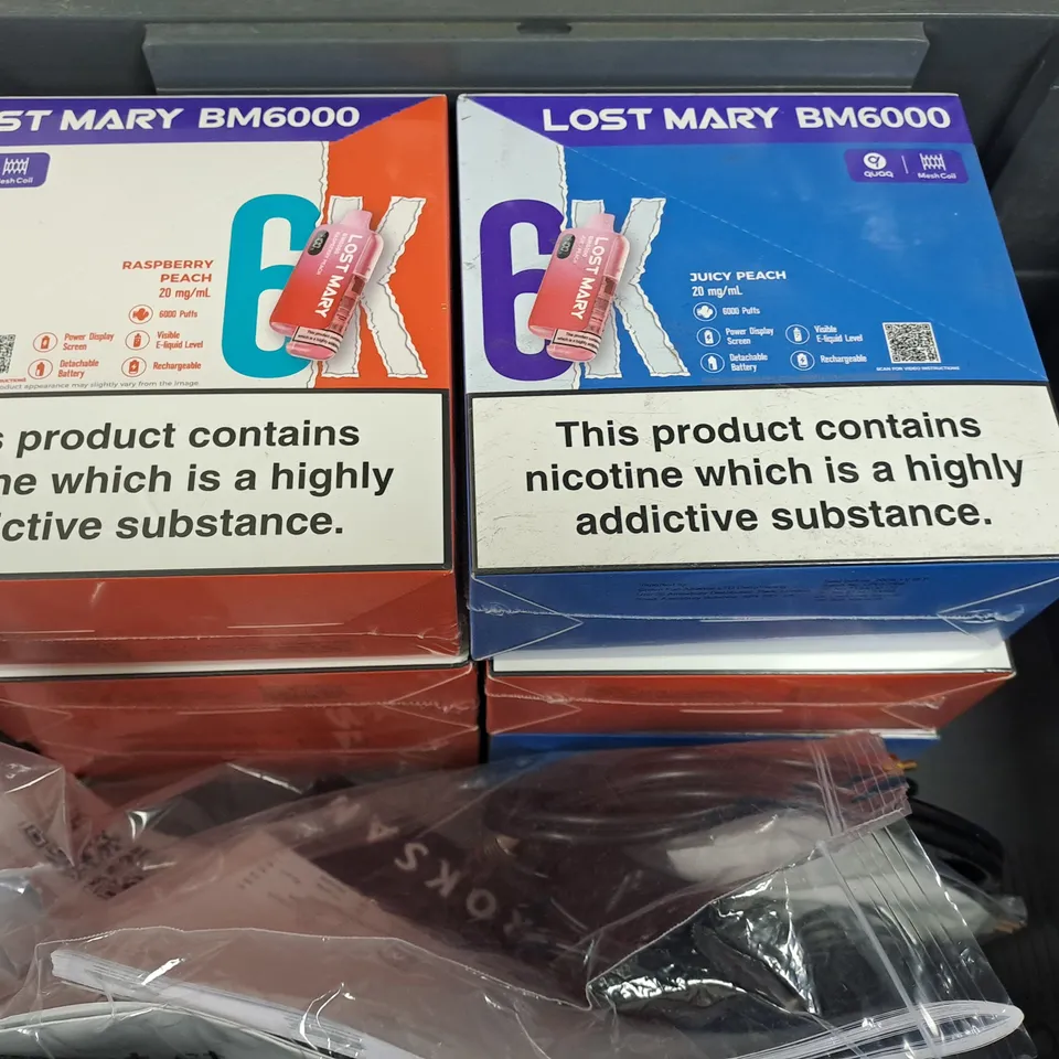 APPROXIMATELY 10 ASSORTED E-CIGARETTE AND VAPE ITEMS TO INCLUDE LOST MARY, ELFBAR, ETC