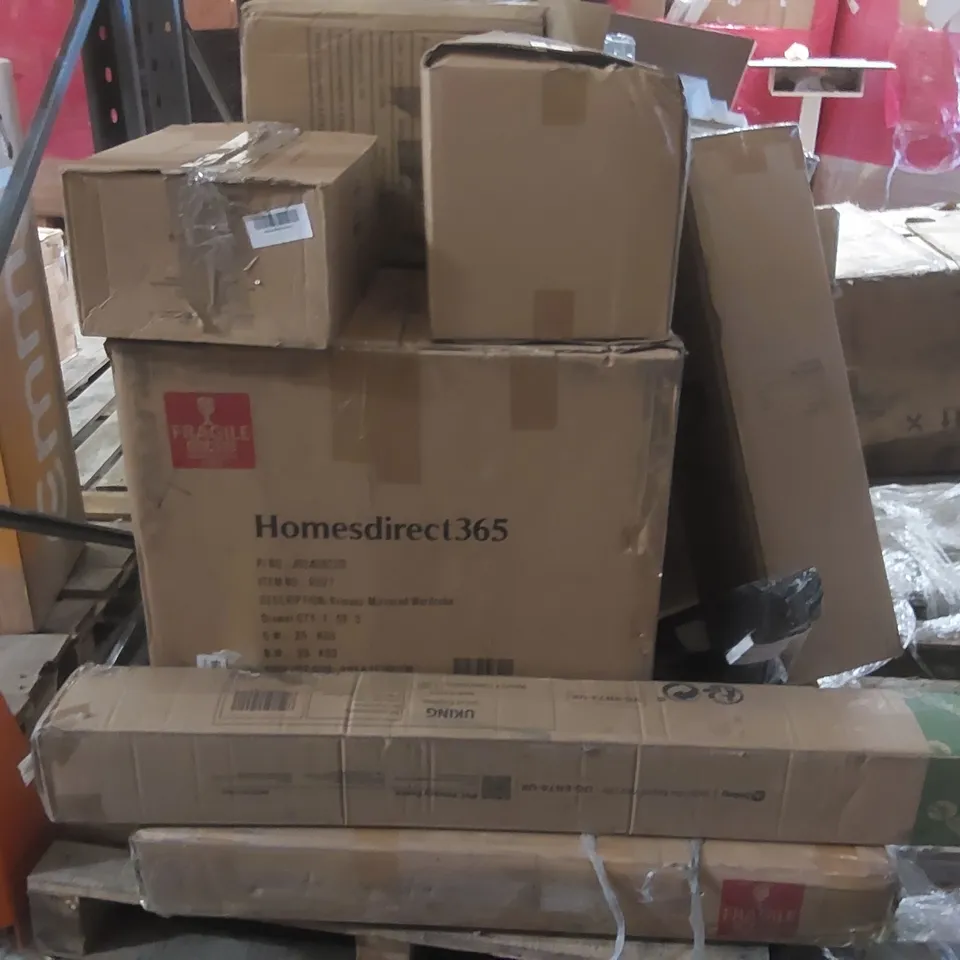 PALLET CONTAINING A LARGE QUANTITY OF ASSORTED CONSUMER PRODUCTS/FURNITURE PARTS ECT