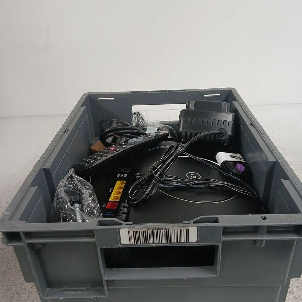TOTE OF APPROXIMATELY 15 ASSORTED ITEMS TO INCLUDE BT ROUTERS, SKY REMOTE ETC