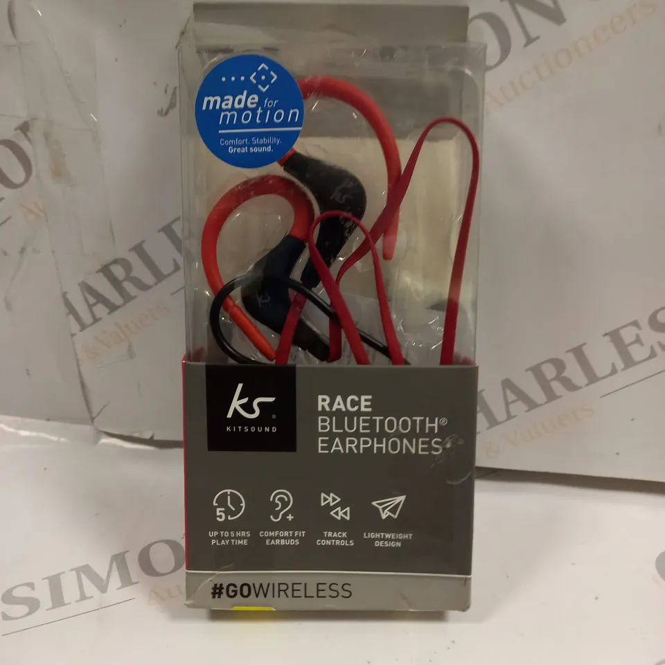 BOXED KITSOUND RACE BLUETOOTH EARPHONES - RED 