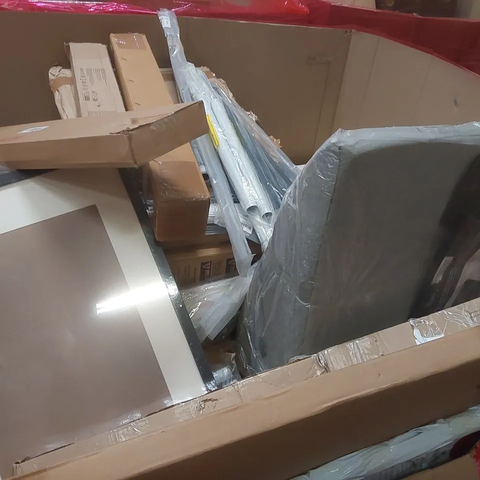 PALLET CONTAINING ASSORTED ITEMS TO INCLUDE: AIR FRYER, MULTIFUNCTIONAL RICE COOKER, SHOWER SYSTEM, RETRACTABLE SAFETY GATE ECT