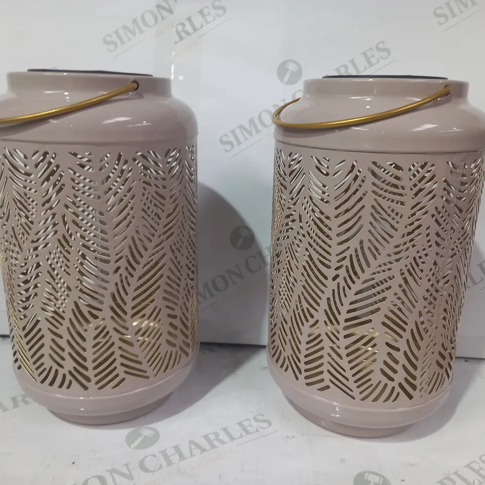 GARDEN REFLECTIONS SET OF 2 PATTERNED SOLAR LANTERNS