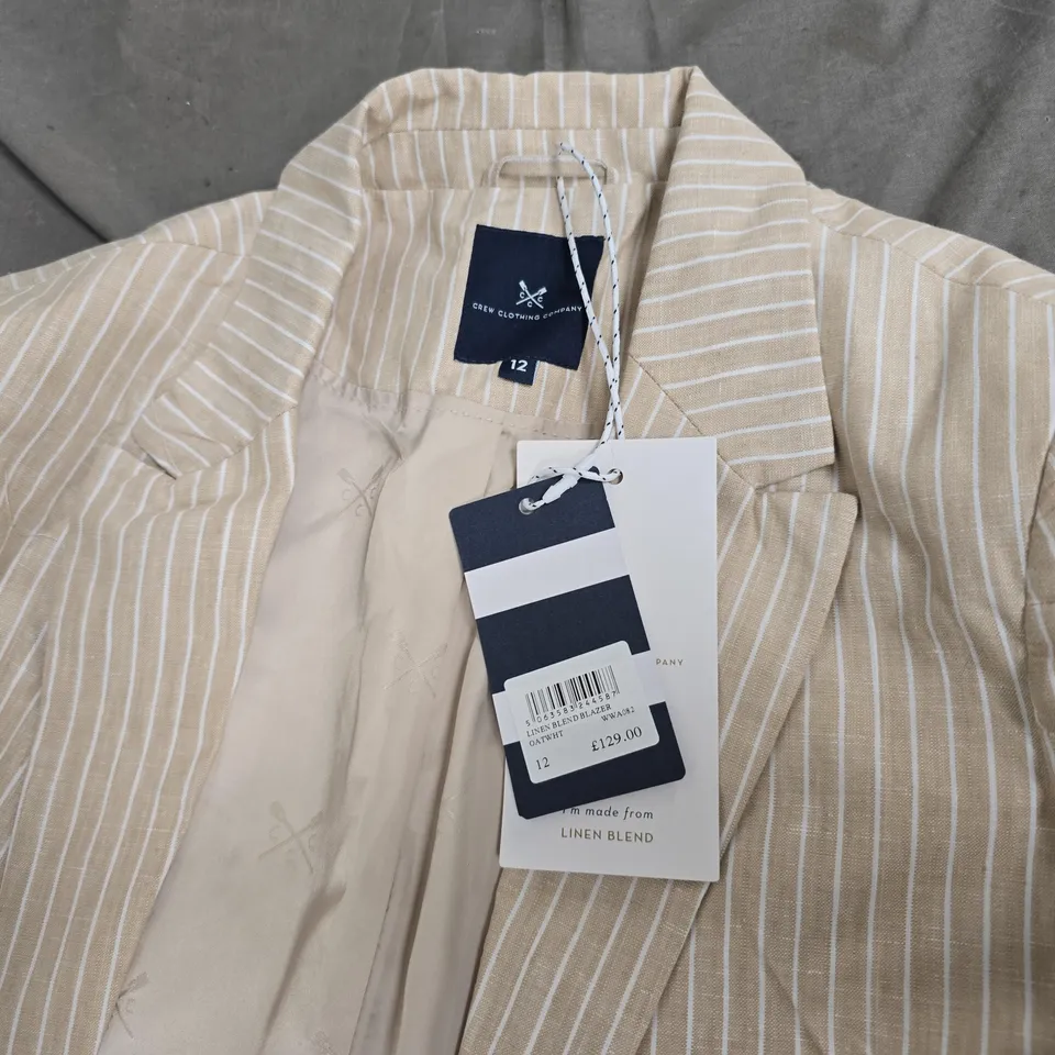 CREW COMPANY CLOTHING LINEN BLEND BLAZER OATWHITE UK 12