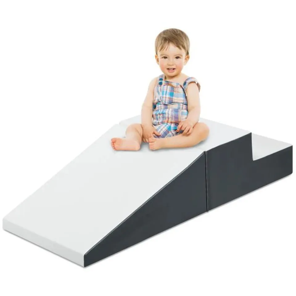 BOXED 2-PIECE STEP AND SLIDE CLIMBER FOR INFANTS AND TODDLERS - WHITE -