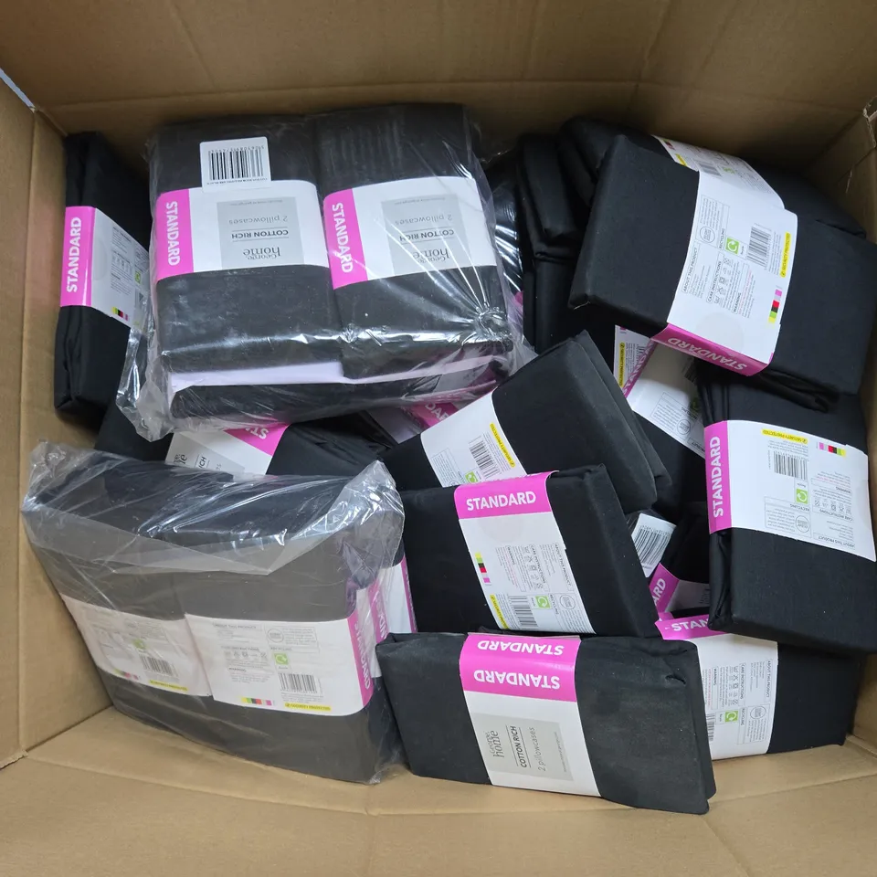APPROXIMATELY 60 COTTON RICH STANDARD 2 PILLOWCASE PACKS IN BLACK - COLLECTION ONLY