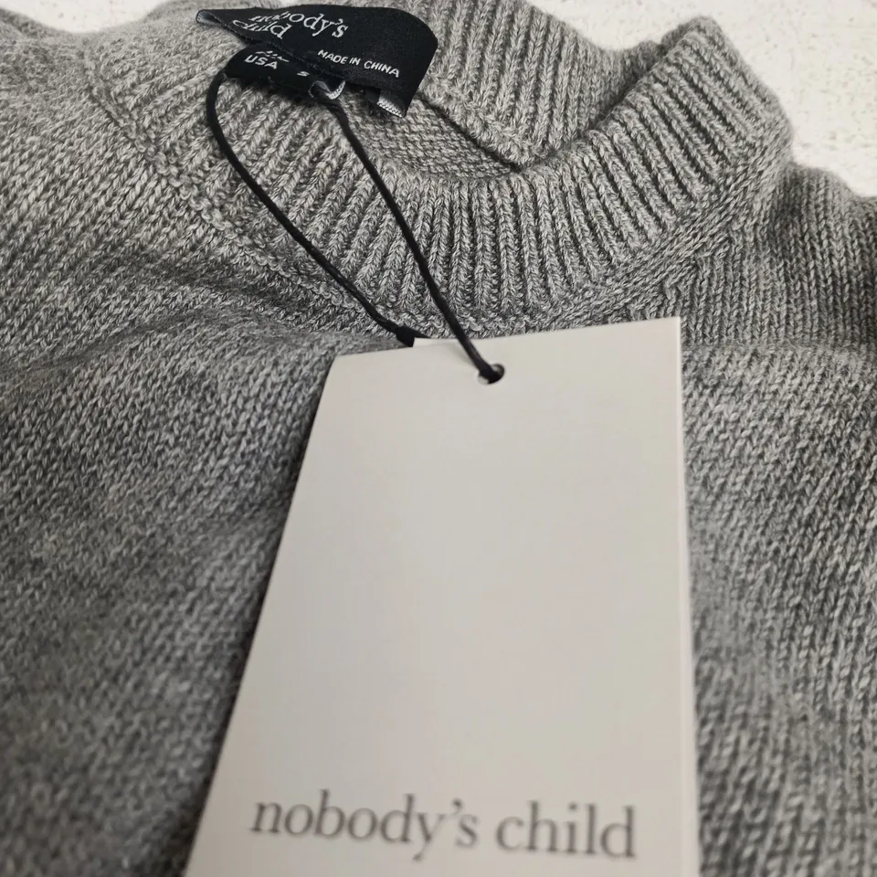 NOBODY'S CHILD GREY WOOL-COTTON KNITTED JUMPER, UK S