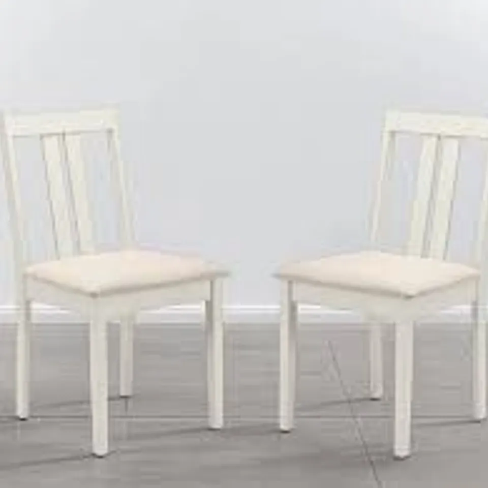 BOXED SET OF 2 JULIAN BOWEN RUFFORD DINING CHAIRS - IVORY (1 BOX)