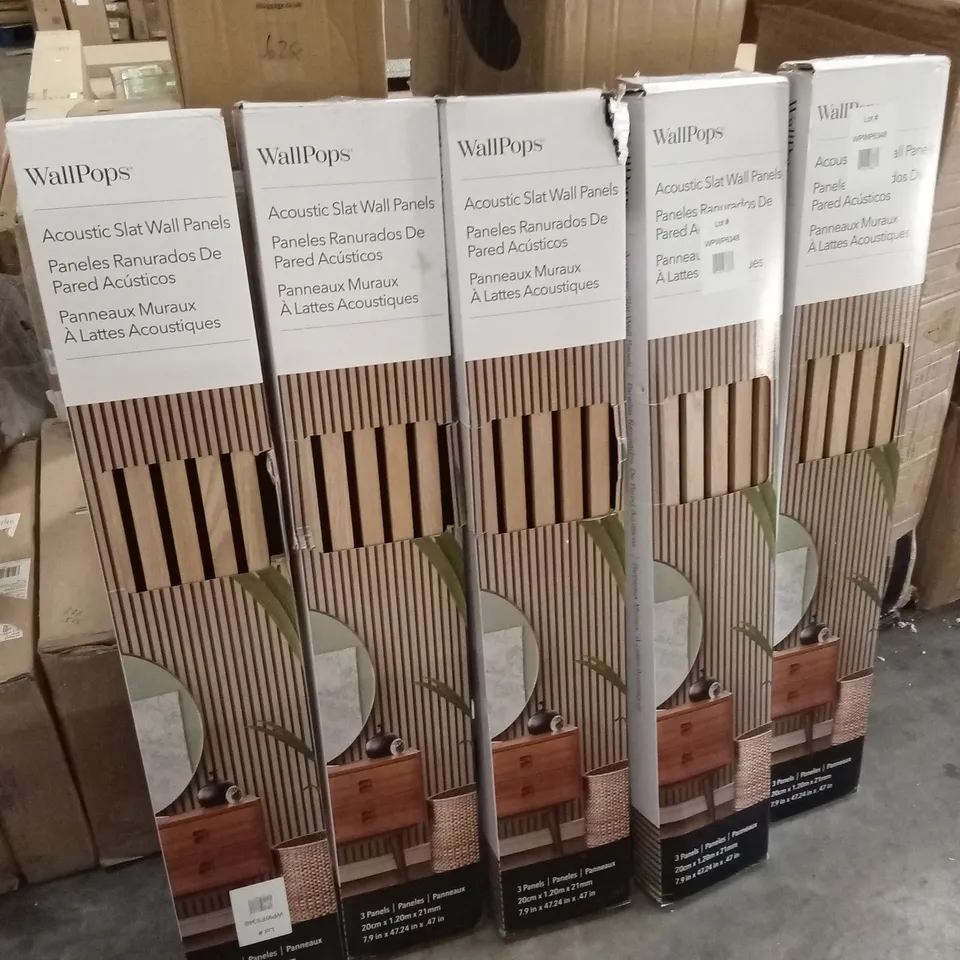 5 x BOXED WALLPOPS ACOUSTIC SLAT WALL PANELS
