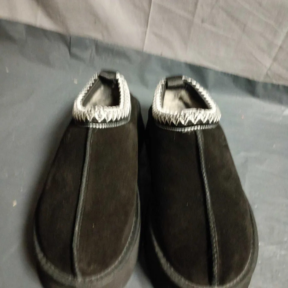 UGG BLACK SUEDE PLATFORM SLIPPERS - SIZE 38