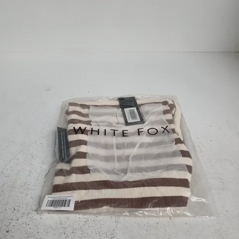 WHITE FOX PRINCESS BEHAVIOUR HALTER MINI DRESS β UK 6 (XS), CHOCOLATE/CREAM STRIPE