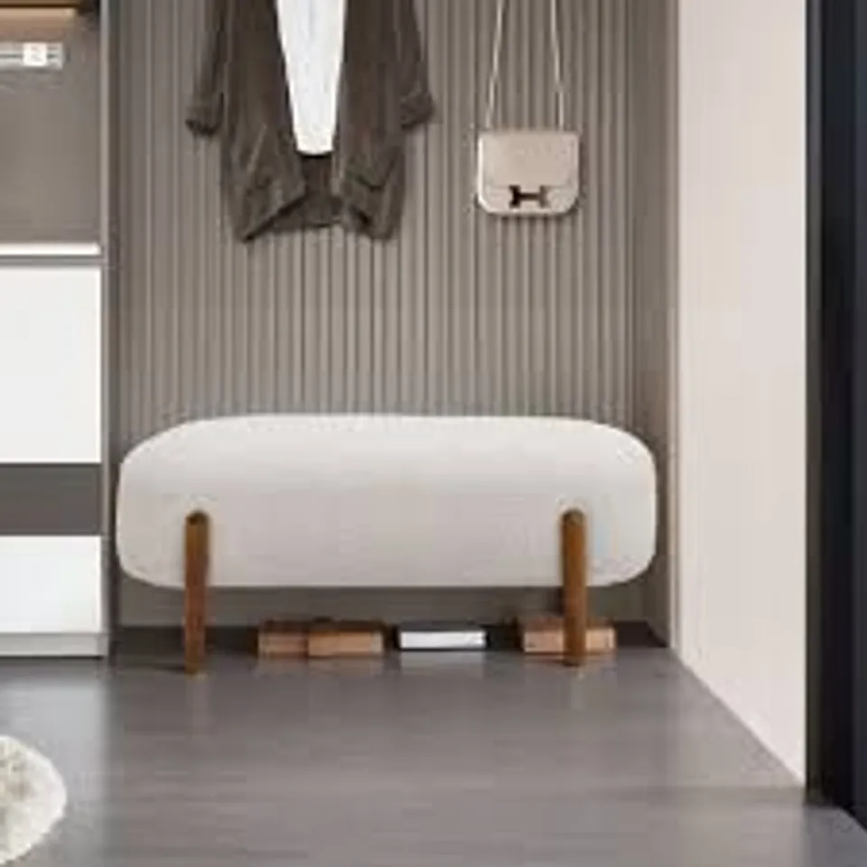 BOXED LIVING AND HOME CONTEMPORARY UPHOLSTERED BENCH - BEIGE