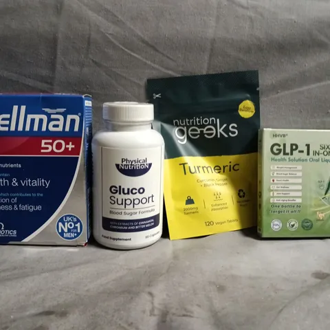 APPROXIMATELY 20 ASSORTED FOOD SUPPLEMENT AND HEALTH ITEMS TO INCLUDE WELLMAN, NUTRITION GEEKS, ETC - COLLECTION ONLY