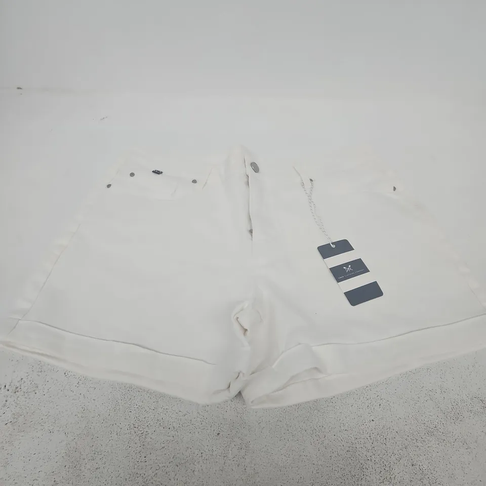 CREW CLOTHING DENIM SHORTS – WHITE, UK 14