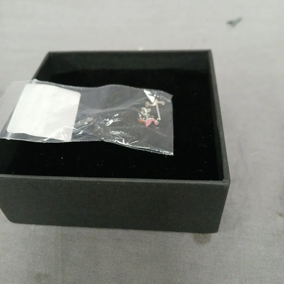 THE LOVE COLLECTION STERLING SILVER TINY MOON PINK CRYSTAL STUDS