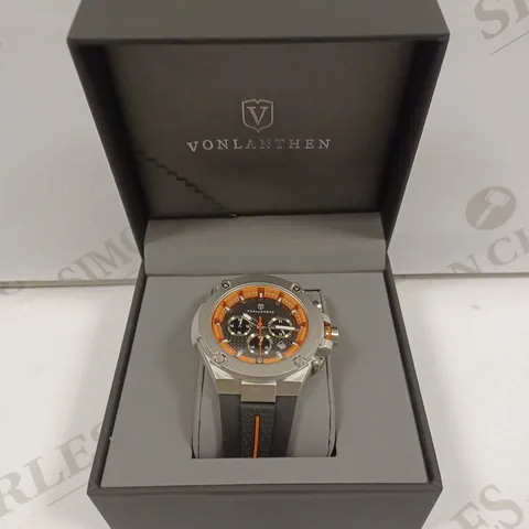 MENS VONLANTHEN CHRONOGRAPH WATCH β V200 β TEXTURED DIAL β 3ATM WATER RESISTANT β BLACK RUBBER STRAP
