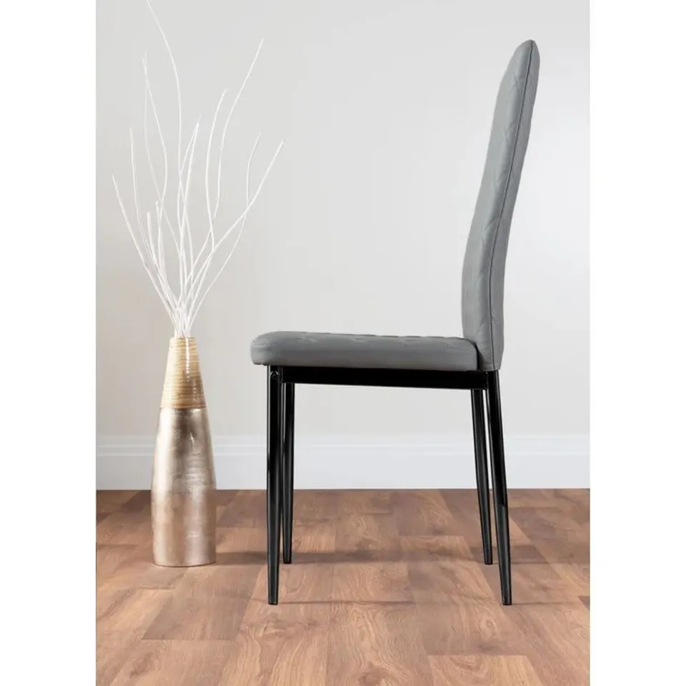 BOXED CHOWCHILLA MILAN UPHOLSTERED DINING CHAIR COLOUR: ELEPHANT GREY