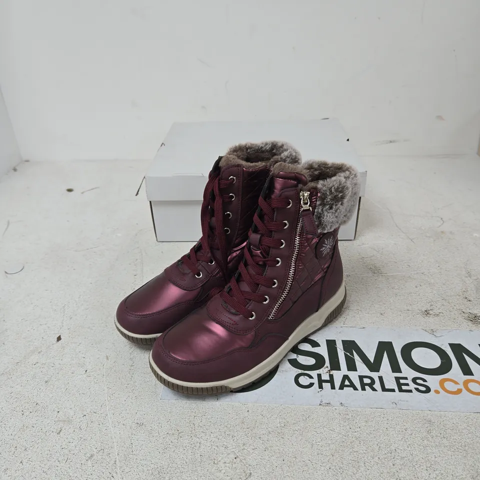 JO & JOE ST. MORITZ BURGUNDY BOOTS WITH LUXURY FUR LINING – UK SIZE 6