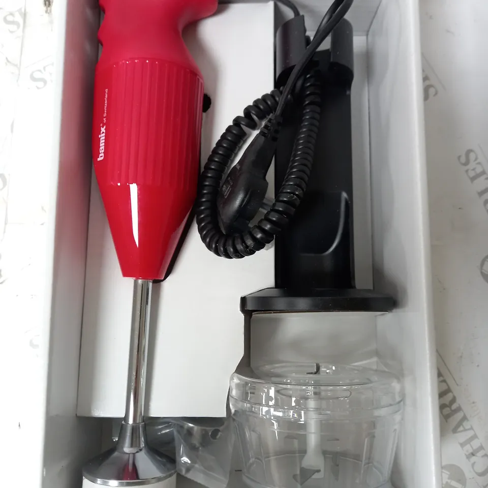 BOXED BAMIX DELUXE HAND BLENDER FOOD PROCESSOR SWISS 180W - RED