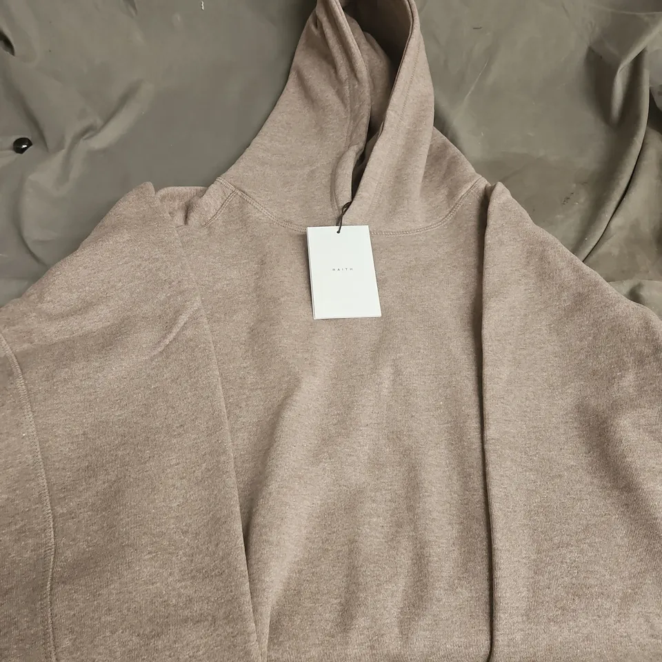 RAITH HOODIE – BEIGE/BROWN ADULT PULLOVER HOODIE SIZE M