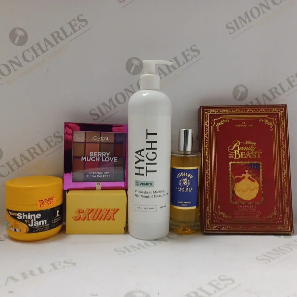 BOX OF APPROX 20 ASSORTED HEALTH AND BEAUTY ITEMS TO INCLUDE - L'OREAL BERRY MUCH LOVE EYESHADOW PALLET - SHINE N JAM EXTRA TOLD GEL - HYA TIGHT FACE LIFT GEL ECT 