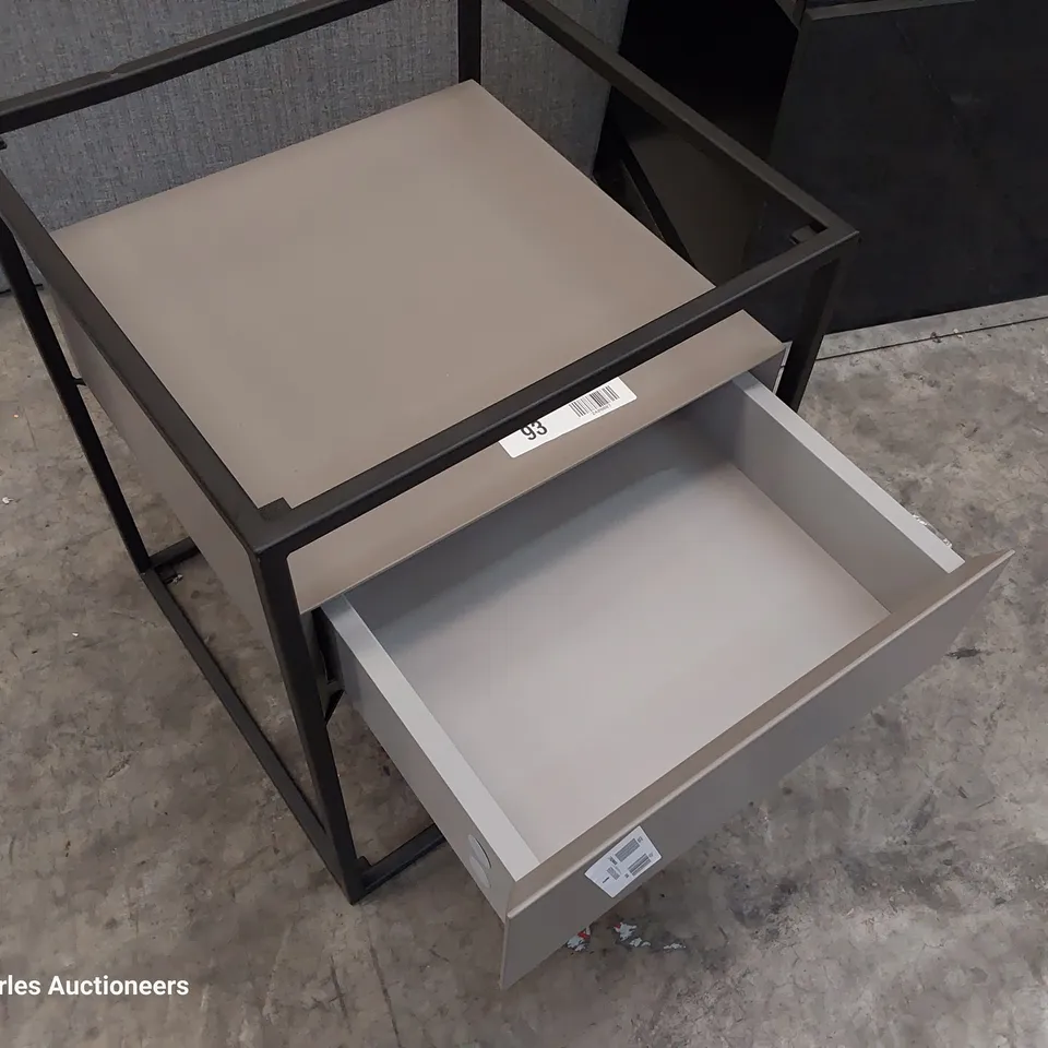 METAL FRAMED BEDSIDE CHEST OF 1 DRAWER
