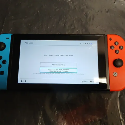 NINTENDO SWITCH CONSOLE WITH NEON BLUE & NEON RED JOY-CONS – BOXED