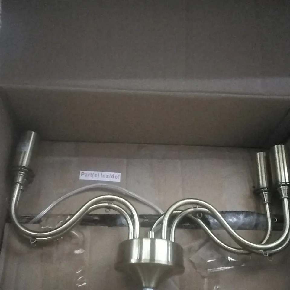 BOXED ALESSANDRA PENDANT ANTIQUE BRASS CRYSTAL 5 LIGHT CHANDLIER