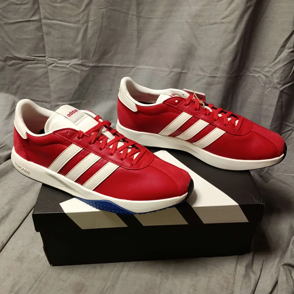 ADIDAS LIGHTSTRIKE TRAINERS – RED AND WHITE WITH BLUE OUTSOLE - UK MEN'S SIZE 10