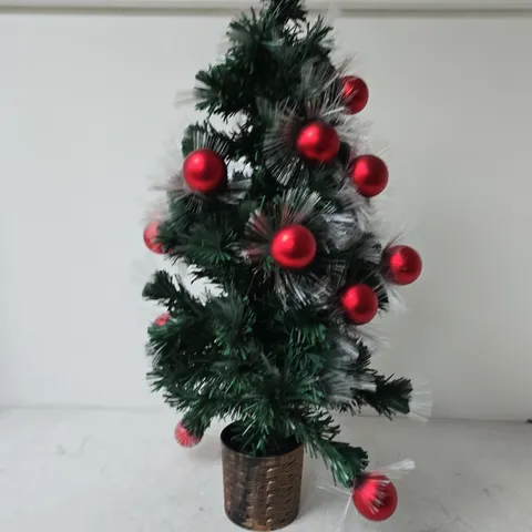 ARTIFICIAL CHRISTMAS TREE WITH RED BAUBLES IN POT