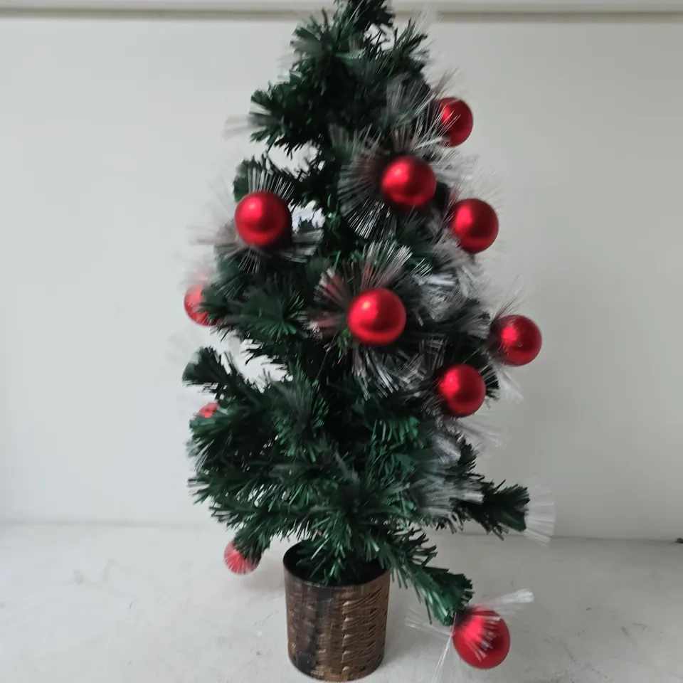 ARTIFICIAL CHRISTMAS TREE WITH RED BAUBLES IN POT
