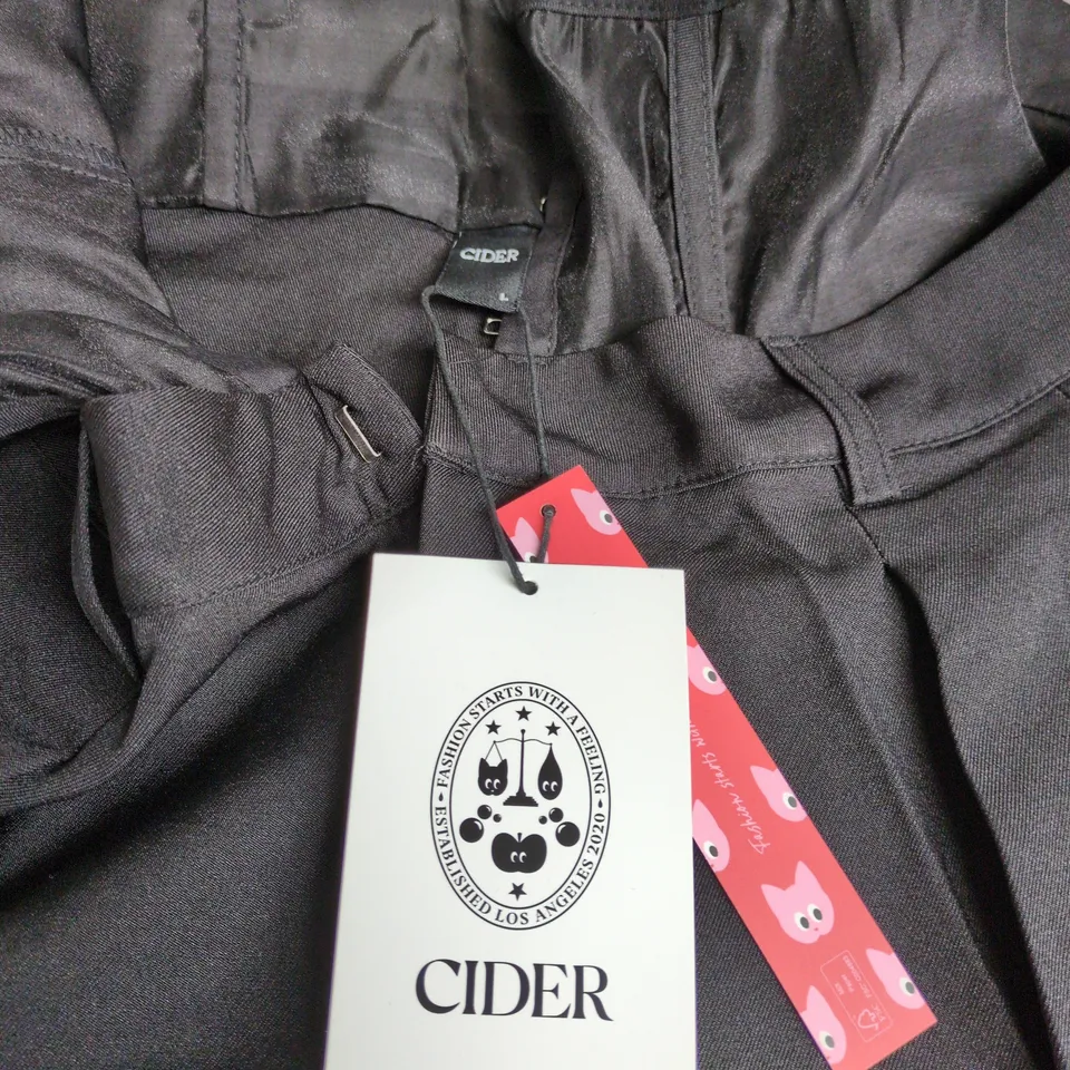 CIDER WOMEN'S BLACK TROUSERS WITH SATIN WAISTBAND – SIZE L