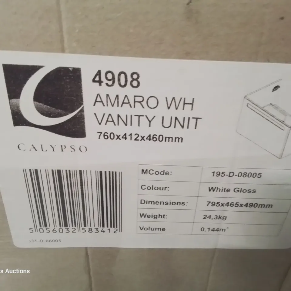 PALLET OF APPROXIMATELY 8 BOXED AMARO WALL HUNG VANITY UNITS WHITE GLOSS