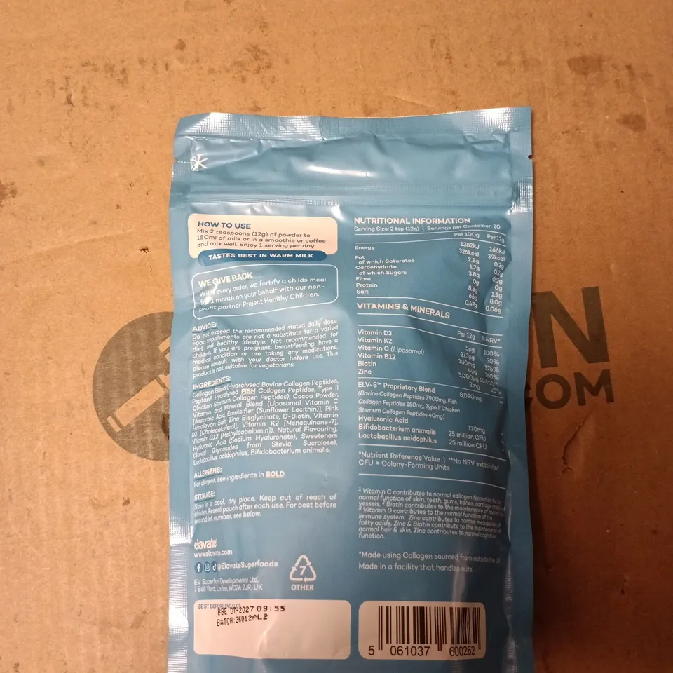 ELAVATE MULTI COLLAGEN SUPERBLEND – CHOCOLATE FLAVOUR, 240G (UK MADE)