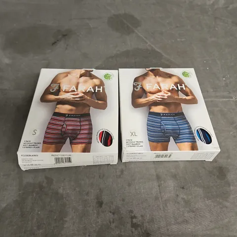 APPROXIMATELY 30 FARAH 2PACK KEYHOLE TRUNKS IN ASSORTED COLOURS - VARIOUS SIZES
