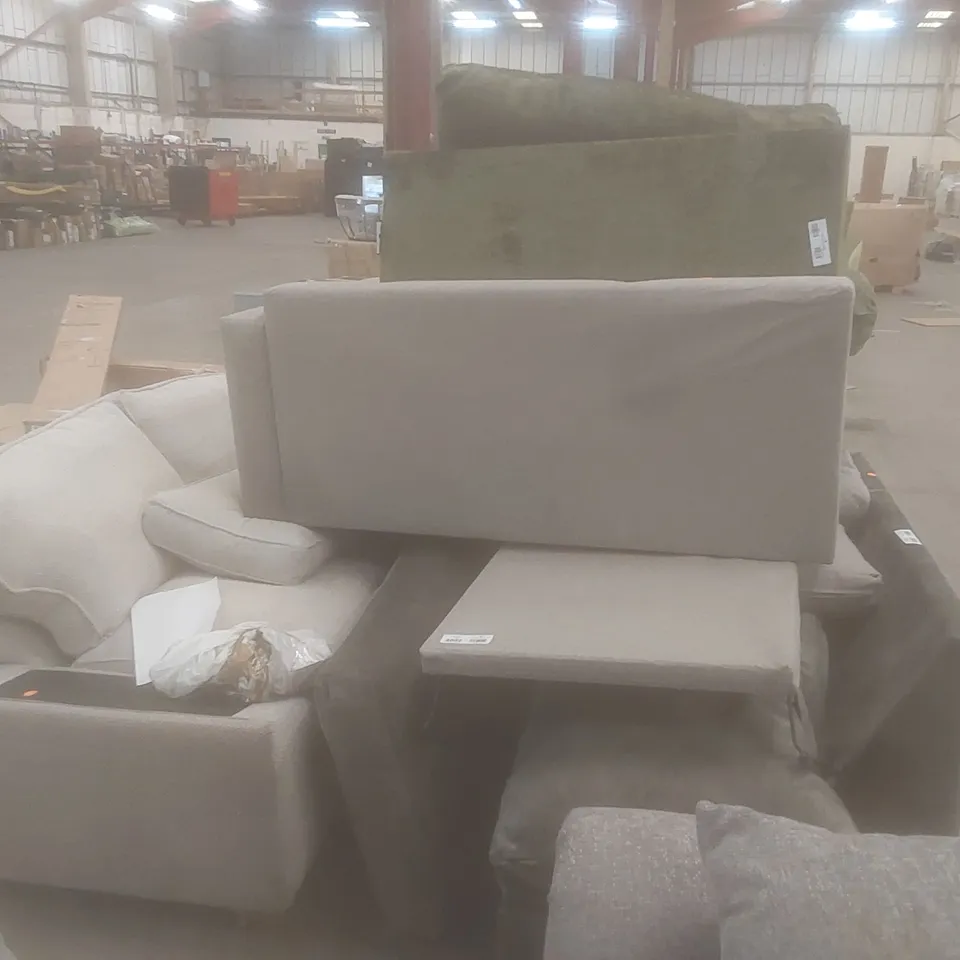 PALLET OF ASSORTED INCOMPLETE SOFA BED PARTS, PIECES AND CUSHIONS