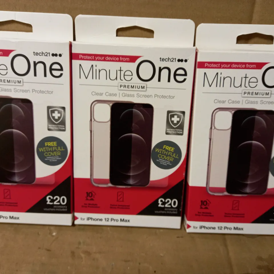 LOT OF 3 MINUTE ONE CLEAR CASES FOR IPHONE 12 PRO MAX