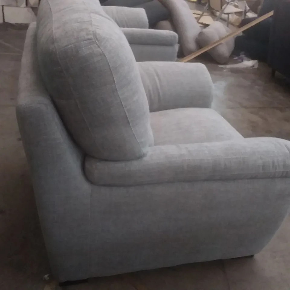 QUALITY DESIGNER VIRGINIA CHAIR WITH SMALL ARMS - LIGHT GREY FABRIC