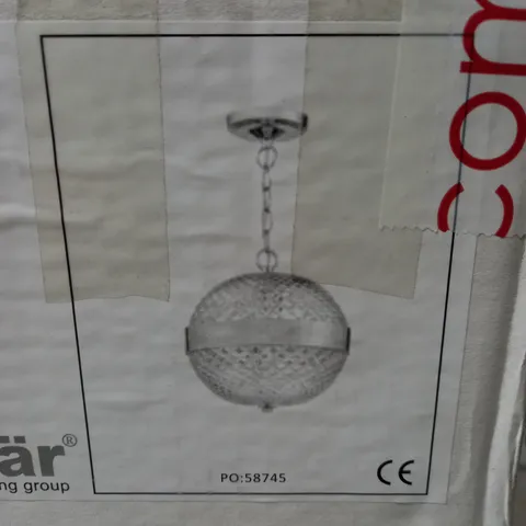 BOXED DAR LIGHTING ALEXA 1 LIGHT GLOBE PENDANT SILVER GLASS