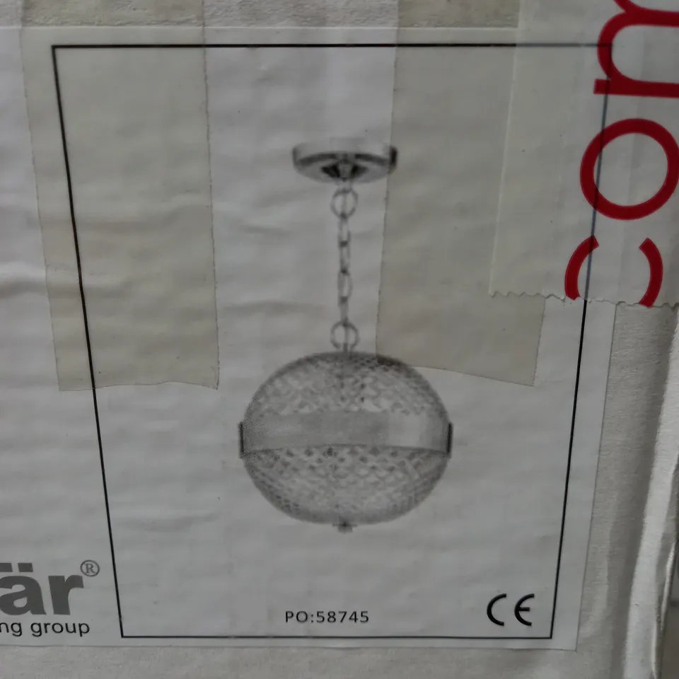 BOXED DAR LIGHTING ALEXA 1 LIGHT GLOBE PENDANT SILVER GLASS