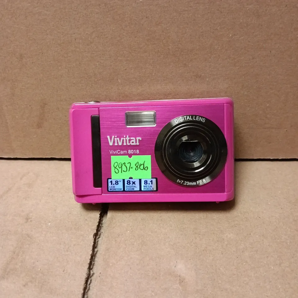 VIVITAR VIVICAM 8018 PINK CAMERA IN BLACK CARRY POUCH UNBOXED